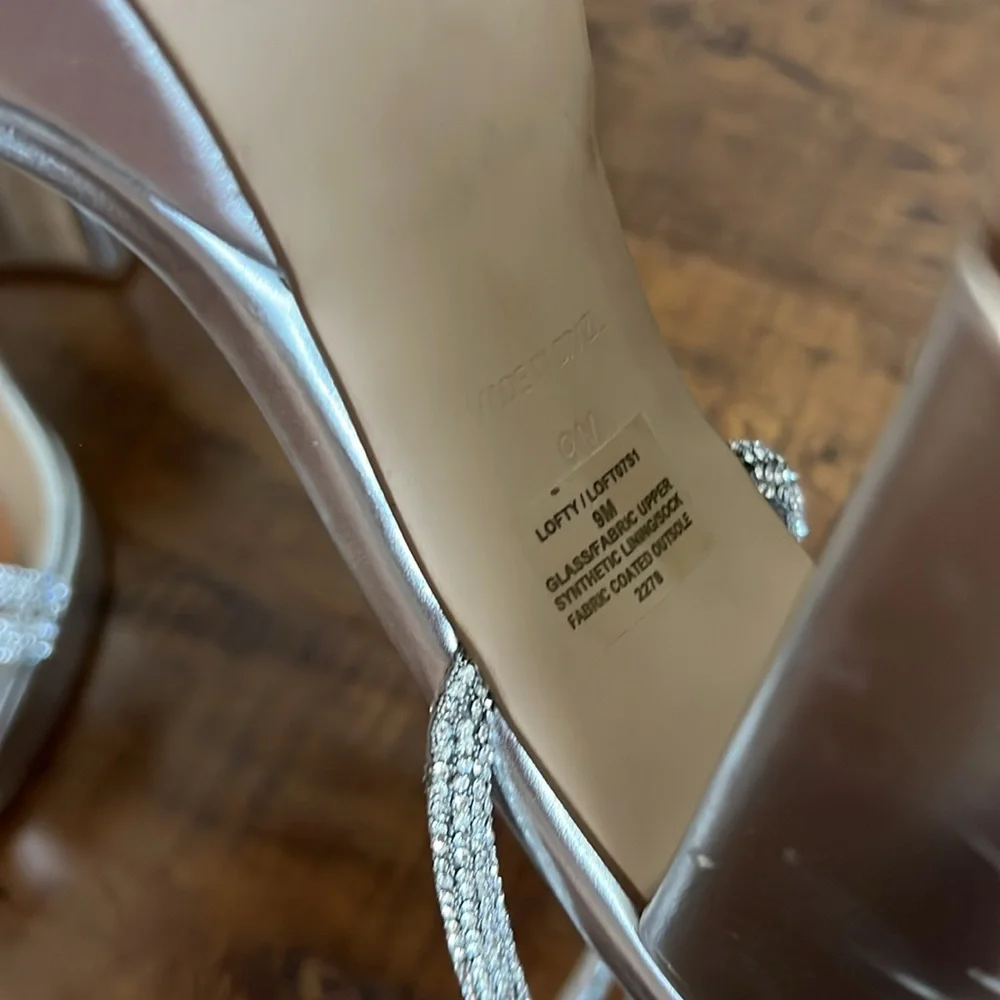 Steve Madden Metallic Sparkly Silver Lofty Block Heels